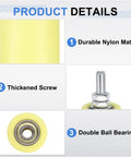 8 Piece Gate Slide Guide Roller Set With 40mm Nylon Rollers And 70mm Length Per Wheel 110mm Overall Assembly Steel Inner Bearing Sealed Ball Bearing Universal Gate Guider For Sliding Doors Yellow
