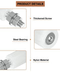 Close-up of 4 Pack Slide Gate Guide Rollers Nylon Bearing Wheels For Sliding Gates And Doors, showing steel bearing and screw.