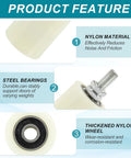 Slide Gate Guide Roller Set 4.7 Inch By 2 Inch With L Shape Brackets highlighting steel bearings and nylon material.