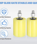 Two Pack Gate Guide Rollers With 60 Mm Diameter And 80 Mm Length Nylon Wheels Featuring Sealed Ball Bearings M12 Thread