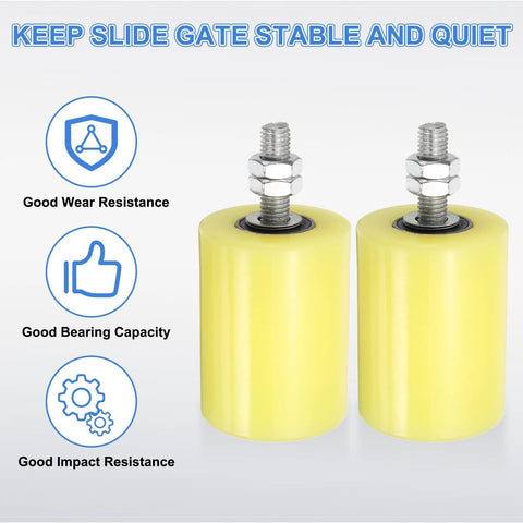 Two Pack Gate Guide Rollers With 60 Mm Diameter And 80 Mm Length Nylon Wheels Featuring Sealed Ball Bearings M12 Thread