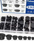 Eight Size Nylon Hole Plugs Set 135 Pieces Black Round Hole Covers for Furniture and Cabinet Inserts End Caps Kit