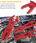 6 Pack Hose Clamp Pliers Set in engine, 3 size plastic line pinch clamps for automotive radiator and hoses, red insulated nylon