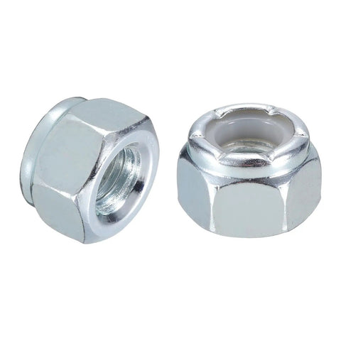 1/4 Inch Nylon Insert Hex Lock Nuts, 1/4-28 Self Locking Stop Nuts, Carbon Steel, White Finish, 20 Pack, Hex Shape View