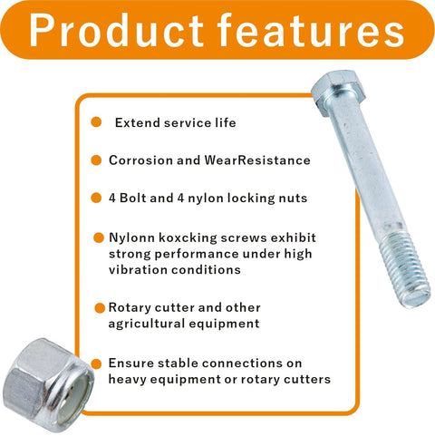 Product features of 1/2-13 Nuts And Bolts Assortment With 3/4 Inch Head Locking Nylon Nut And 1/2 Inch Caster Axle Bolt Carbon Steel Galvanized
