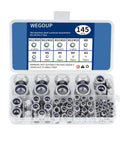 Nylon Insert Lock Nuts Set 145 Piece Metric M3 To M12 In 304 Stainless Steel A2 70 with organized tray