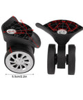1 Pair Luggage Suitcase Replacement Nylon Casters Wheels For Trolley Travel Durable Lightweight Heat And Moisture Resistant Flame Retardant Easy To Install Luggage Maintenance Accessory showing front and side view with measurements