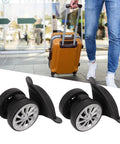 1 Pair Luggage Suitcase Replacement Nylon Casters Wheels For Trolley Travel Durable Lightweight Heat And Moisture Resistant Flame Retardant Easy To Install Luggage Maintenance Accessory shown under a rolling suitcase.