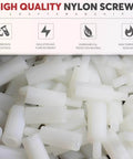 Close-up of 120 Pcs Nylon M2 Hex Spacers Standoff Assortment Kit With Nuts And Screws in Plastic Box for electronics projects.