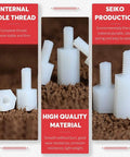 Close-up of nylon M2 hex spacers from 120 Pcs Nylon M2 Hex Spacers Standoff Assortment Kit with nuts and screws in plastic box.