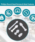 30 Piece M3x30mm Nylon PA66 Cross Round Head Bolts, Nuts, and Washers Assortment Kit For DIY Machine Assembly features.