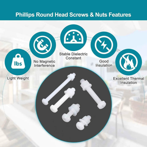 30 Piece M3x30mm Nylon PA66 Cross Round Head Bolts, Nuts, and Washers Assortment Kit For DIY Machine Assembly features.