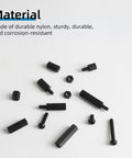 600Pcs M3 Nylon Hex Spacer Standoffs And Screws Assortment Kit For PCB And Motherboard Mounting Black, displayed on white surface