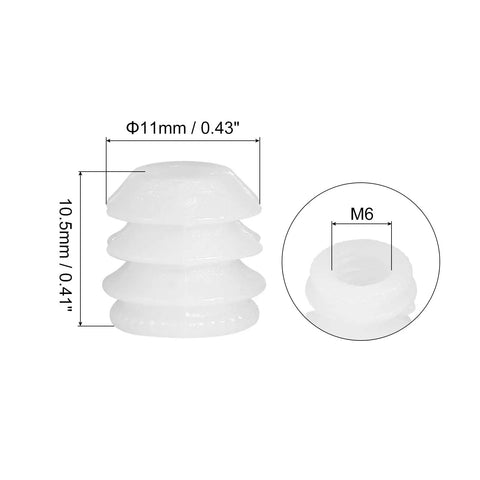 Nylon Pre Inserted Nuts Set For Furniture DIYers 11mm Outer Diameter 10.5mm Height M6 Internal Thread with measurements shown