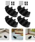 Front view: four black nylon boat rope cleats with screws for deck mounting; includes hardware.