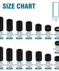 Size chart for 355 Piece Nylon Electrical Outlet Spacer Kit For Switch And Receptacle Screws Non Threaded Round Plastic Spacers