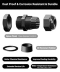 Exploded view of Ten Pack One Half Inch NPT Cable Glands Nylon Waterproof IP68 Cord Connectors PA66 showing components and features.