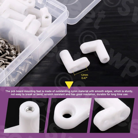Close-up of M3 Nylon Standoff Kit for Circuit Boards 321 Pieces Including Black Hex Spacers Nuts Screws and PCB Feet