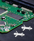 100 Pack Nylon PCB Standoffs With Reverse Locking Snap In Design shown with circuit board, non conductive spacers for DIY use