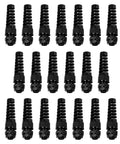 Nylon PG7 Cable Gland Waterproof With Strain Relief For 3mm To 6.5mm Wires, 10 Pieces arranged in a grid pattern, black nylon