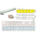 Nylon POM Anti Static Flexible Roller Drive Chain For Conveyor And Machine Transmission White Black 40P 60P shown with specs