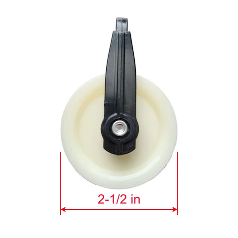 Front view of 2-1/2-Inch Diameter Nylon Pulley - Durable, Smooth Outdoor Clothesline Pulley for 1/4-Inch Rope, 4 Pack.