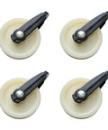 Top view of four 2-1/2-Inch Diameter Nylon Pulley - Durable, Smooth Outdoor Clothesline Pulley for 1/4-Inch Rope, 4 Pack