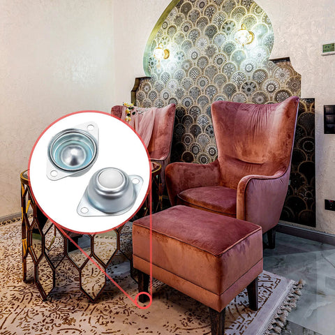 Six Pack Five Eighth Inch Nylon Roller Ball Transfer Bearing Casters With 360 Degree Swivel Wheels in a designer living room