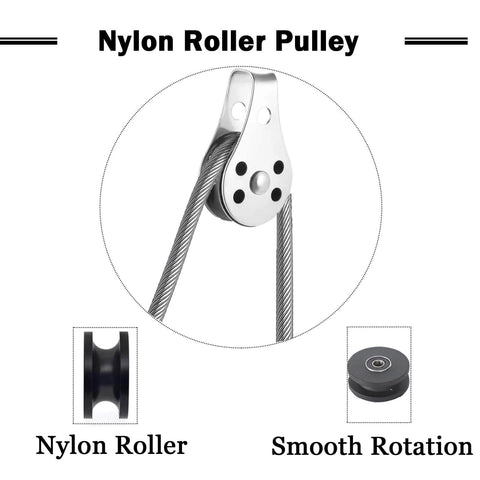 SUS316 Nylon Steel Rope Pulley System Wheel Outdoor Steel Pulley Smooth Cable Rigging Pulley Block Outdoor Suitable for 0.08 to 0.32 Inch Ropes 2Pcs.