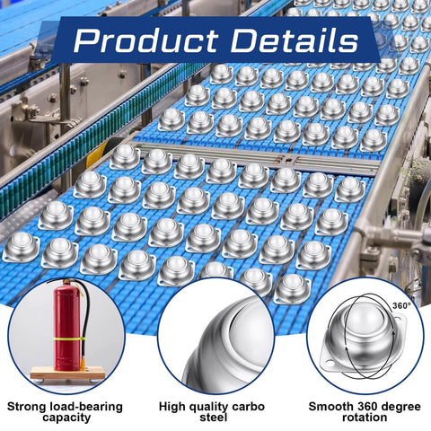 30 Pcs 1 Inch Roller Ball Transfer Bearing Nylon Round Ball Transfer Unit Universal Casters for Conveyor Roller Stand