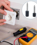 Installing electrical socket with tools and 100pcs Nylon Round Spacers 4mm ID, 7mm OD, 6mm Height Screws Spacers Without Threaded, Plastic Spacer for M4 Screws, Black