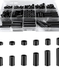 250 Pcs Black Nylon Round Spacer Assortment Kit With 12 Lengths 3mm To 35mm For M6 Screws ID 6mm OD 11mm Non Threaded Plastic Spacers
