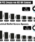 1000 Piece Nylon Round Spacers Kit For Electrical Outlets And Switches, Black Spacers For M3 And M4 Screws Without Threads