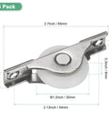 5-Pack Screen Door Rollers 30mm 1.18 Inch Diameter Nylon Pulley Wheels Replacement, front view, with dimensions