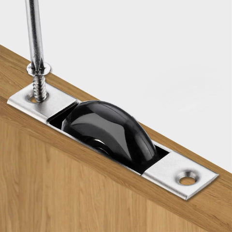 Close-up of installed Two Pack 29 Mm Screen Door Rollers with nylon wheels, stainless steel shell, and electroplating finish.