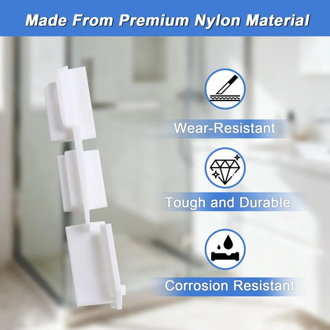 2 Pack Sliding Shower Door Bottom Guide Tracks White Nylon Sill Replacement For Glass Sliding Shower Doors Reduces Noise And Wobble