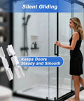 2 Pack Sliding Shower Door Bottom Guide Tracks White Nylon Sill Replacement for Glass Sliding Shower Doors in use