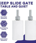 4 Pack Slide Gate Guide Rollers Nylon Pulley Wheels 40x70 Mm Gate Support Assembly for sliding roll gates, white cylindrical view