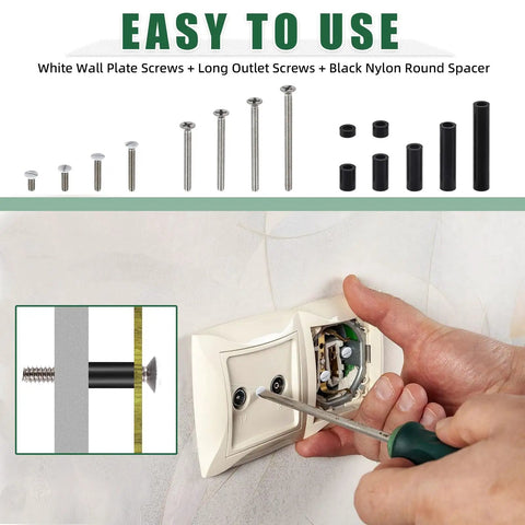 Diy Friendly Electrical Outlet Spacer Kit With 385Pcs Black Nylon Round Spacers And Long Screws For Switch And Outlet Mounting