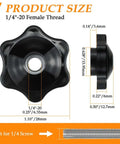 Product dimensions of 4 Pack 1/4-20 Nylon Star Knob Handles For Secure Clamping With Galvanized Steel Core Six Star Ergonomic Design