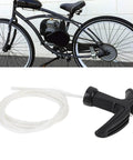 Heavy Duty Nylon Starter Rope And Handle With Comfortable Grip For 2 Stroke Engines shown beside motorized bicycle