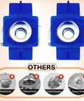 Close-up of durable zinc-plated nylon strut channel nuts with twist tab for quick, secure channel support; comparison with defective nuts.