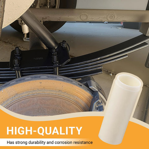 Close-up of installed Nylon Trailer Leaf Spring Bushing, showing durability and fit, designed for easy installation in towing trailers.