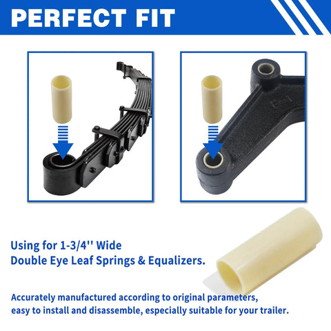 8 Pack Nylon Trailer Leaf Spring Bushings 9 16 Inch ID By 1 3 4 Inch Length Replacement 722106 Universal Bushing Kit