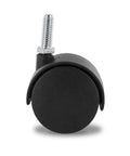 2 Inch Wheel Diameter Hooded Twin Wheel Caster In Black Nylon Swivel With 360 Degree Rotation And 3 8 16 By 1 Inch Threaded Stem Installed