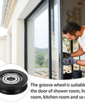 Nylon U Groove Sliding Door Pulley Wheel 1.18 Inch Low Noise Barn Door Rollers for Cabinet Window and Shower Door Hardware in use