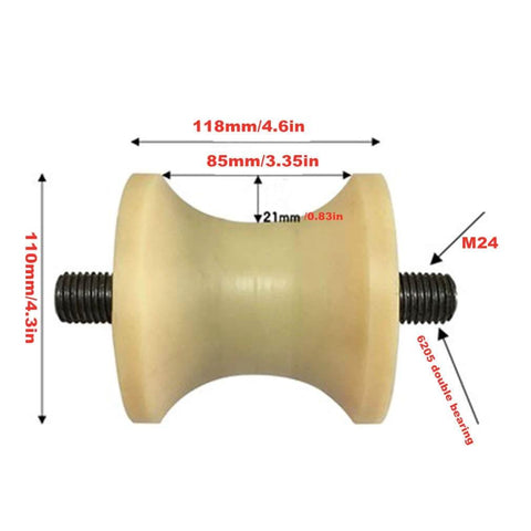 Pulley,Pulley Wheel, 2 U-Groove Casters,Heavy Duty Barn Door Wheel in Nylon,Hardware for Inverted Track,Yellow,side view