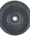 Sliding Barn Door Nylon Wheel Kit 4"x1.5" - Extra Quiet and Smooth, front view of a black nylon wheel with center bearing