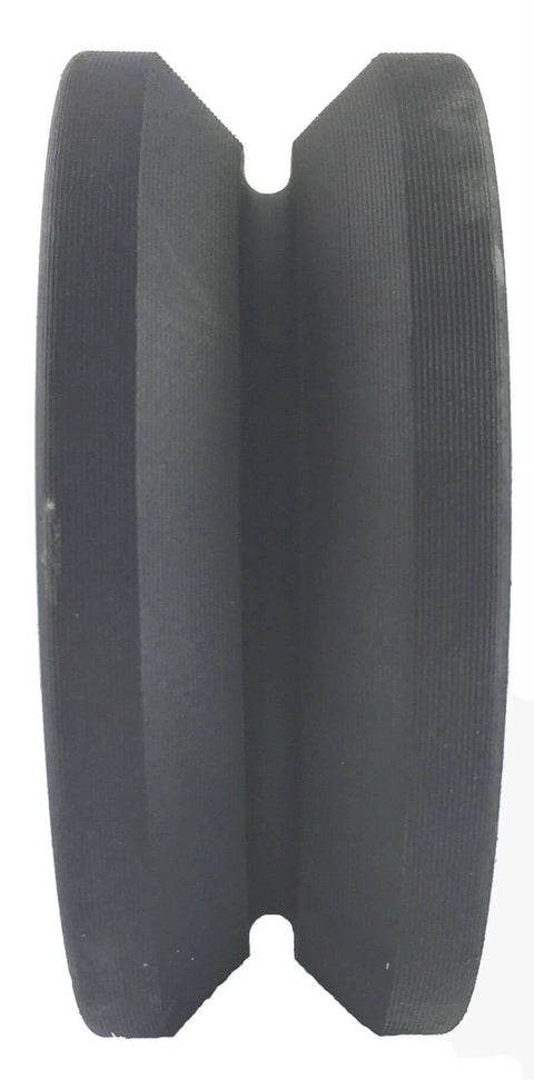 Side view of Sliding Barn Door Nylon Wheel Kit 4"x1.5" - Extra Quiet and Smooth, showing V-groove and texture details.