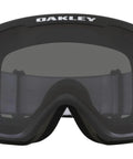 Front view of O Frame 2.0 Pro M Matte Black Goggles With HDO Optics and Mid Size Fit, showing black frame with dark lens.